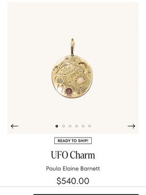 Catbird Gold UFO Charm by Paula Barnett